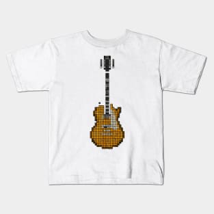 Tiled Pixel Slack Goldtop Guitar Upright Kids T-Shirt